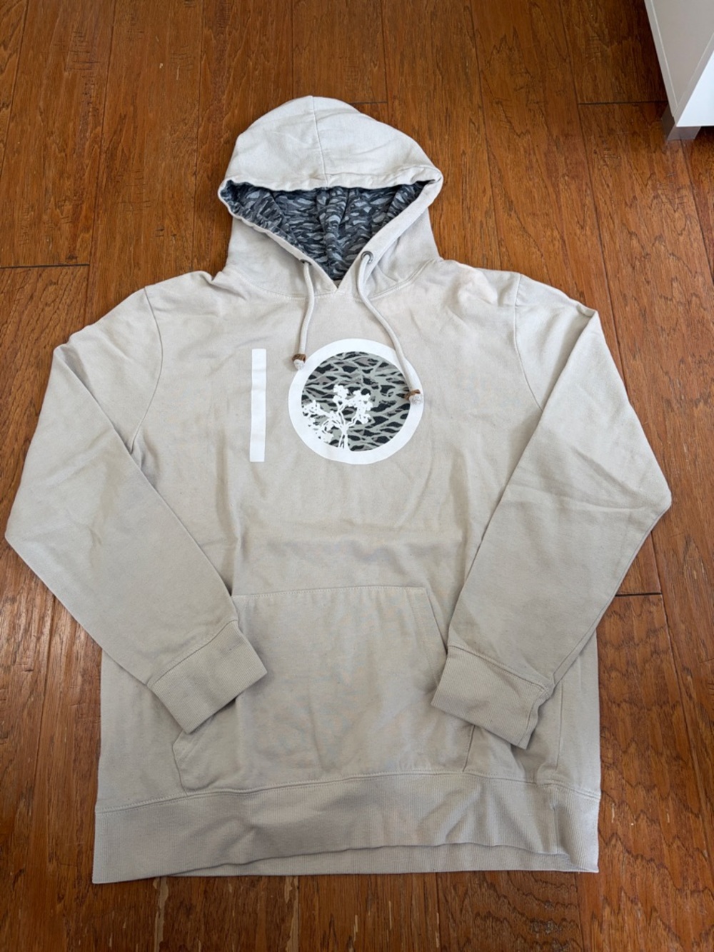 Men's Beige Ten Tree Graphic Hoodie Sweatshirt